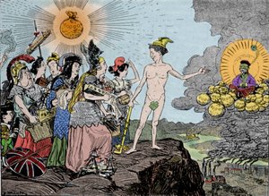Yellow peril: the enemy from the East is getting closer - Prepare for liquidation - Peoples of Europe sell your most expensive goods! Plate from Kladderadatsch, Berlin 1895