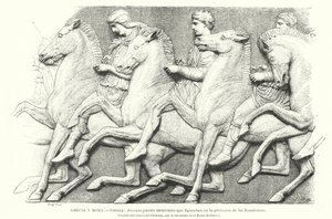 Young Athenian horsemen, copy of part of the Parthenon Frieze from Athens, ancient Greece by German School
