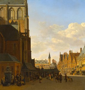 The Fish Market and the Grote Kerk at Haarlem by Gerrit Adriaensz Berckheyde