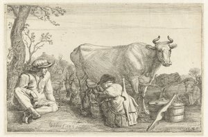 Woman Milking by Gerrit Bleker