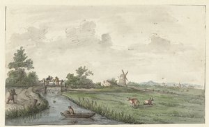 Landscape with a Ditch and a Country Road by Gerrit Grasdorp (possibly)