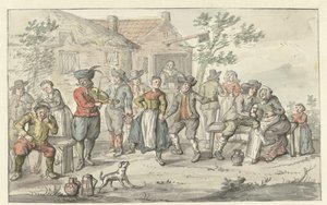 Merry Company in Front of an Inn by Gerrit Grasdorp