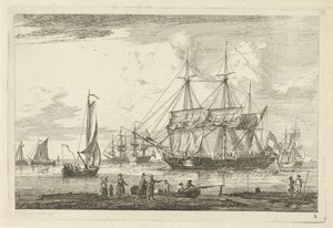 Two Three-Masters and Other Ships (Various Ships) by Gerrit Groenewegen