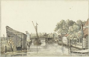 View of the Ringdijk on the Schulpbrug, looking towards the Utrecht side of the Amstel by Gerrit Lamberts