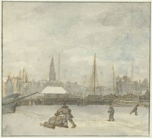 Winter Scene in Amsterdam by Gerrit Lamberts