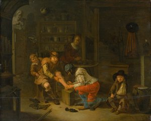 At the Apothecary, 1656 by Gerrit Lundens
