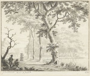 Trees by the Waterside and a Draftsman by Gerrit Toorenburgh