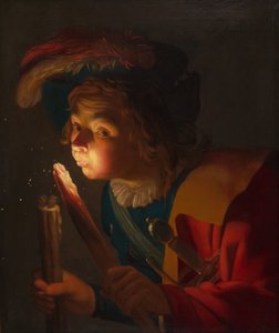 A Boy Blowing on a Firebrand