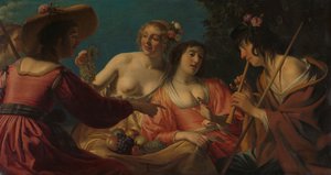 Shepherd Playing the Flute by Gerrit van Honthorst