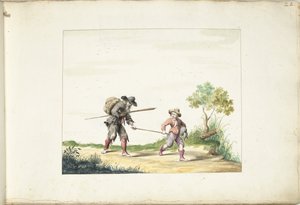 Old Blind Beggar Led by a Boy by Gesina ter Borch (signed by artist)