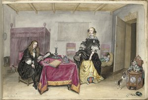 Sijbrant Schellinger and Jenneken ter Borch with Two Children in an Interior