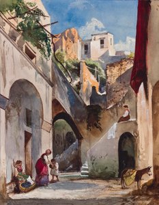 Houses on the Costiera of the Sorrentine Peninsula, with Additions by Princess Maria Annunziata di Borbone (1853) by Giacinto Gigante