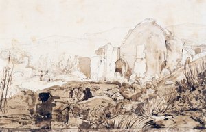 Temple of Diana in Baia, c.1844 by Giacinto Gigante