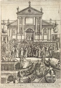 The Doge and his entourage listening to the vesper on Christmas Day in San Giorgio Maggiore Church in Venice by Giacomo Franco