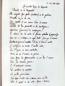 Manuscript of His Poem "The Calm After the Storm" by Leopardi by Giacomo Leopardi