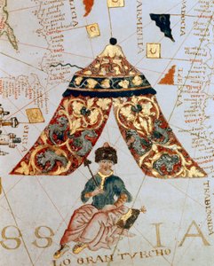 Detail of a map depicting Sultan Suleyman I the Magnificent by Giacomo Maggiolo