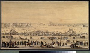 Shakes Escapes Sliding on the Neva in Saint Petersburg, c.1800