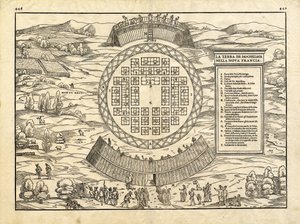 The Land of Hochelaga in New France by Giacomo & Ramusio Giovanni Battista (1485-1557) Gastaldi