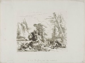 A Woman with her Arms in Chains and Four Other Figures, from Capricci by Giambattista Tiepolo