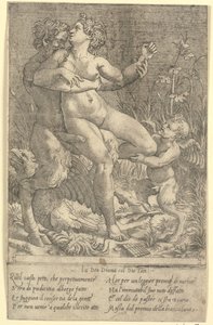 Jupiter Transformed into a Satyr and Diana by Gian Jacopo Caraglio
