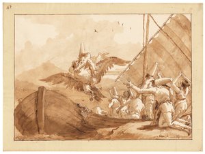 Punchinello Carried Off by an Eagle by Giandomenico (1727 1804) Tiepolo