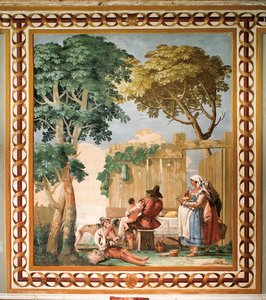 Peasant Family at Table from the Room of Rustic Scenes in the Foresteria (Guesthouse) by Giovanni Domenico Tiepolo