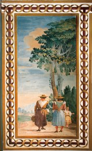Three Peasants Seen from Behind, from the Room of Rustic Scenes, in the Foresteria by Giovanni Domenico Tiepolo