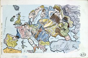 Postcard Depicting the Countries of Europe as Women by Gil Baer
