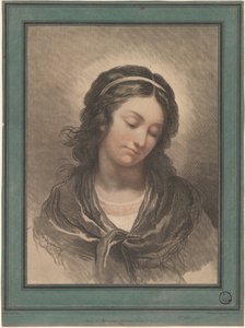 Head of a Woman Looking Down by Gilles Antoine Demarteau after François André Vincent