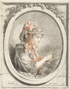 Reading Woman in Oval by Gilles Demarteau