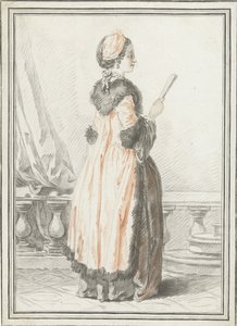 Standing Woman with Fan in Hand by Gilles Demarteau