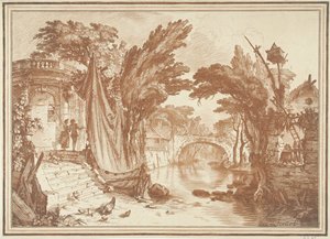 Southern Landscape with Houses by a River