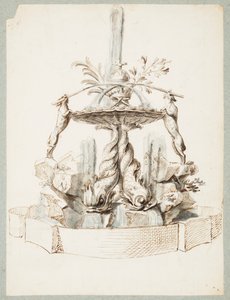 Design for a Fountain Supported by Dolphins and Two Dogs
