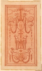 Design for a Decorative Panel (with Nymphs and Garlands) by Gilles Paul Cauvet