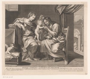 Holy Family and Angel Making a Cradle