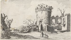 Fountain by Ruin with a Round Tower (Twelve Landscapes) by Gillis van Scheyndel (I)