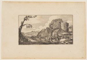 Path to Left of a Farm Dominated by a Round Tower, from Twelve landscapes with Figures