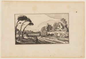 Road to Left of a Moated and Walled Country House, from Twelve Landscapes with Figures by Gillis van Scheyndel