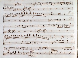 Page of musical score of the symphony of The Turk in Italy by Gioacchino Rossini