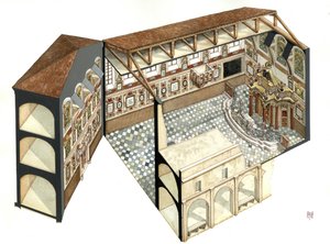 Baroque art: reconstruction of the architectural structure of the Synagogue of Casale Monferrato near Alexandria, Italy. by Giorgio Albertini