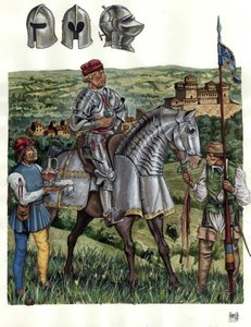 Middle Ages: portrait of condottiero of central Italy in the 15th century.
