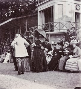 Spectators in the Stands Control the Outcome of a Race at the Cascine Park by Giorgio Enrico (attr.to) Levi