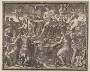 Apollo and the Muses on Mount Parnassus by Giorgio Ghisi