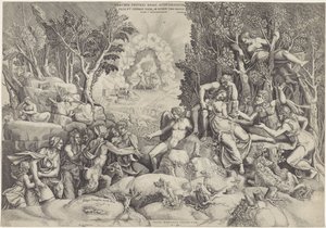Cephalus and the Forest Gods Mourning the Death of Procris by Giorgio Ghisi