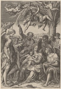 The Rest on the Flight into Egypt by Giorgio Ghisi after Giulio Campi