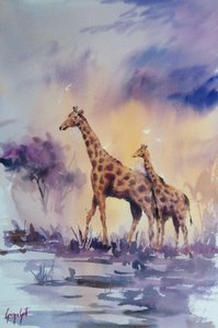 African Sunset Giraffes by Giorgio Gosti