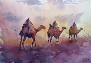 Camel Caravan Sunset by Giorgio Gosti