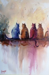 Four Colorful Cats by Giorgio Gosti