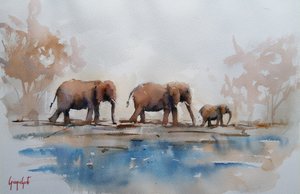 Peaceful Elephant Walk by Giorgio Gosti