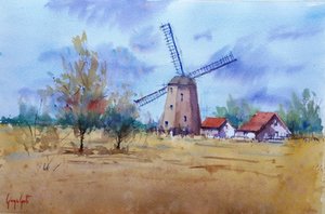 Rustic Windmill Landscape